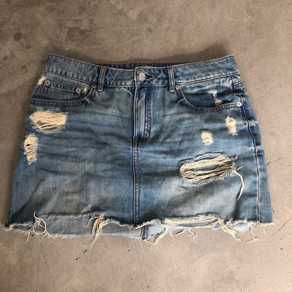 Garage ripped jean skirt